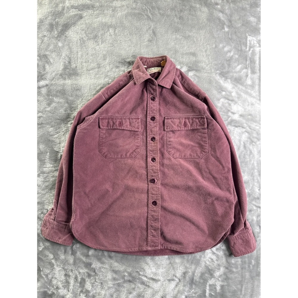 L.L. Bean Chamois Cloth Shirt Women's Button-Up Size 4 Purple Heavyweight Cotton